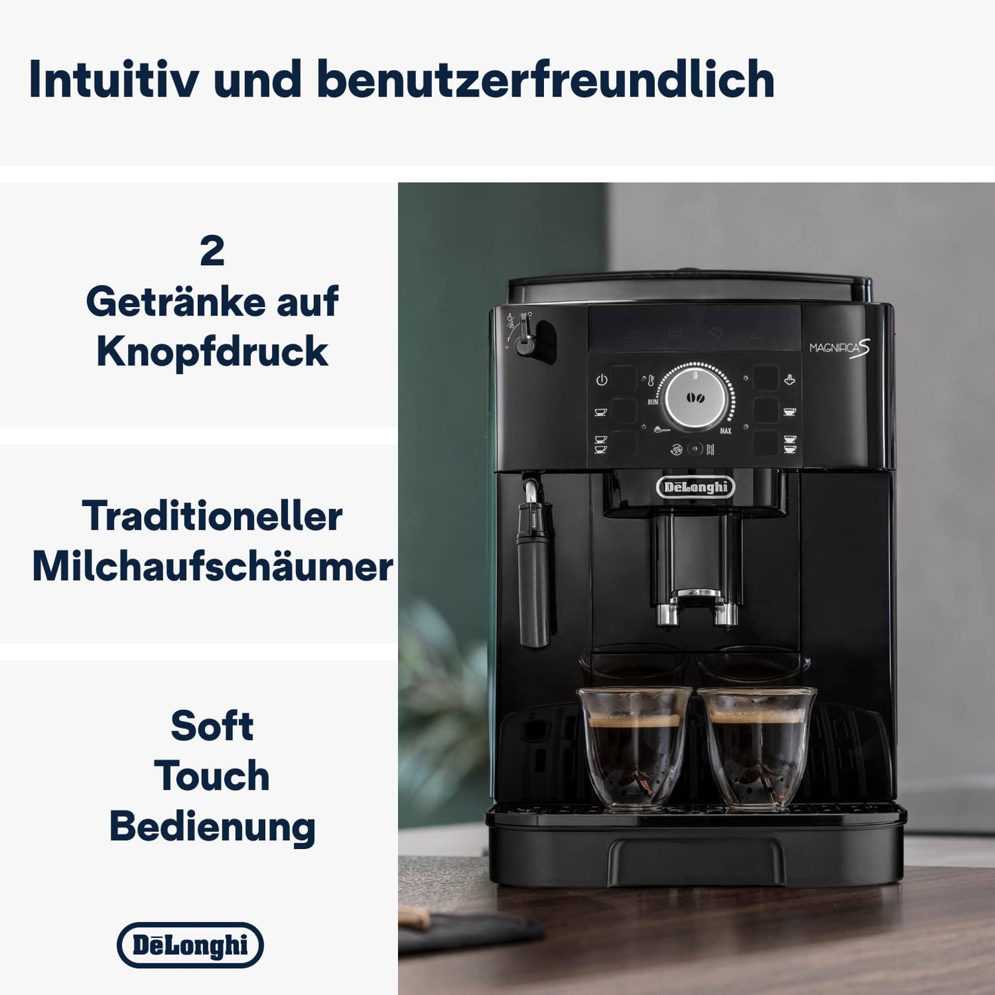 De’Longhi Magnifica S - Perfetto fully automatic coffee machine with classic milk frother, espresso and cappuccino coffee machine, control panel with buttons, black (ECAM11.112.B)