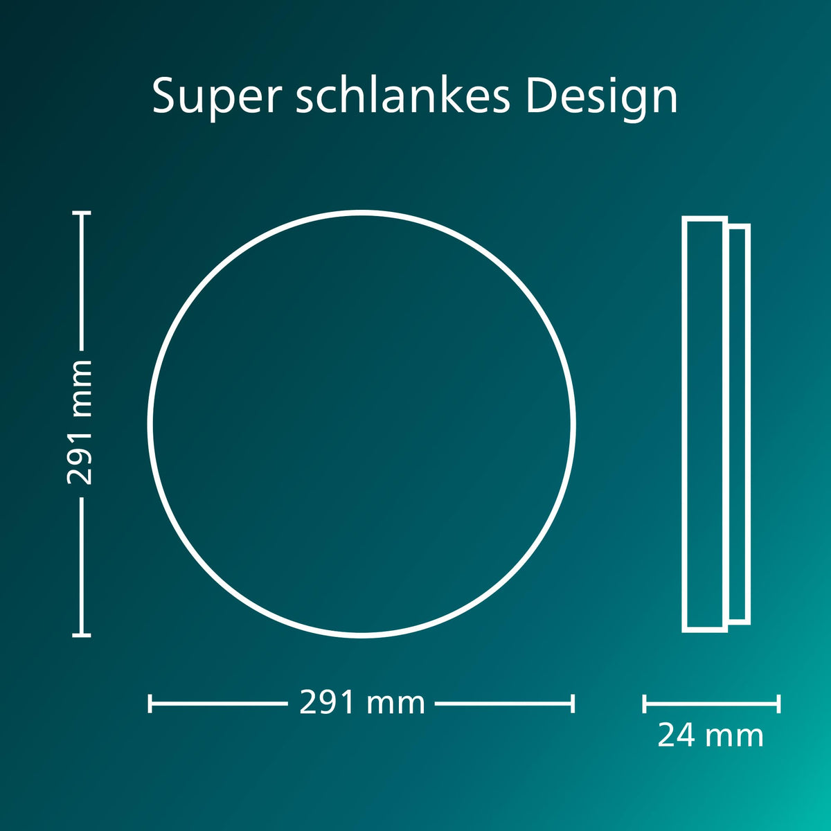 PHILIPS Superslim Ceiling Light including remote control, 5 pre-set light scenes, stepless dimming down to 1%, easy control & installation, sleek design, 29.1 cm, 16 W, round, white - 929004655701