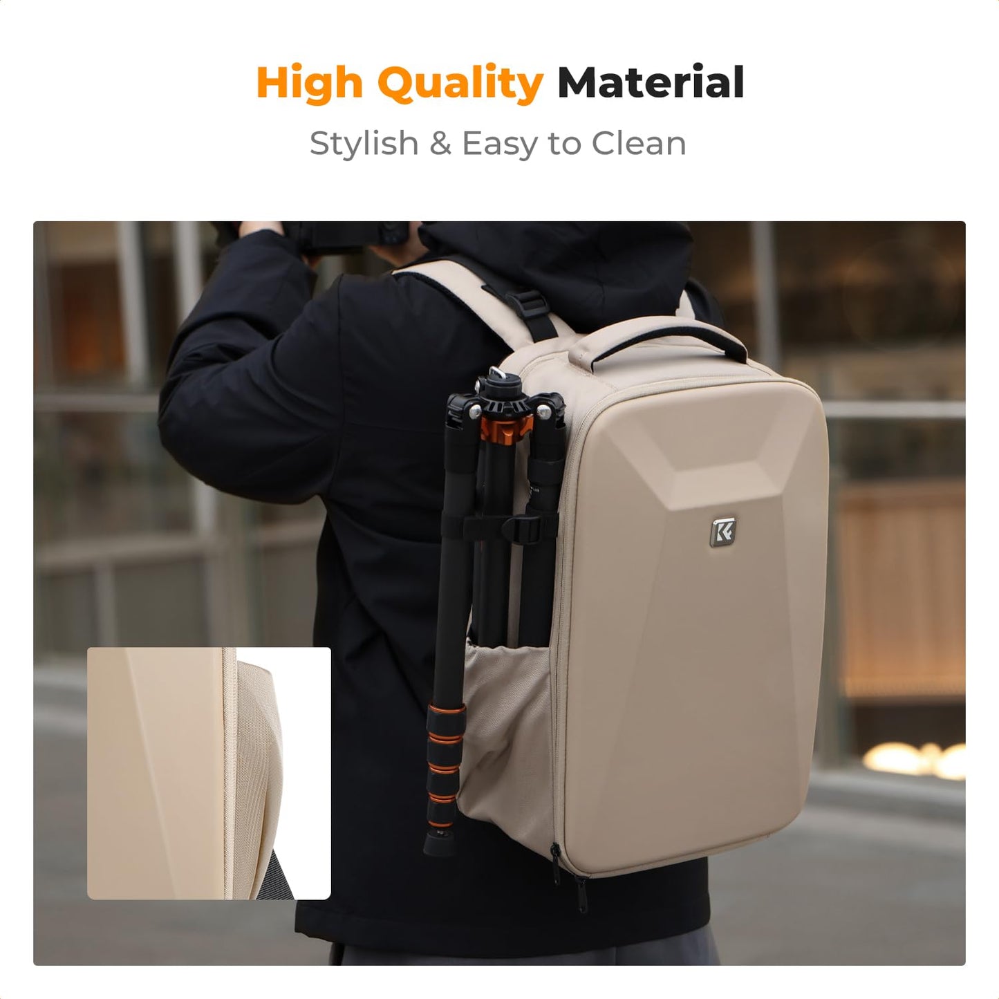 K&F CONCEPT camera backpack photo backpack with hard shell camera bag with 15.6 inch laptop compartment and rain cover, backpack for drones - KF13.134V6