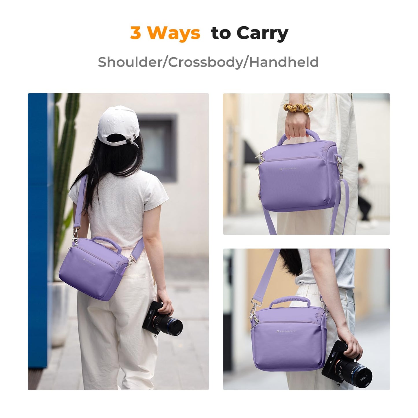 K&F CONCEPT Camera Backpack Camera Bag, SLR Bags Shoulder Bag, Camera Bag Liner Bag, Photo Bag for Photographers Suitable for Daily Use (Purple) - JPKF13.179V7US