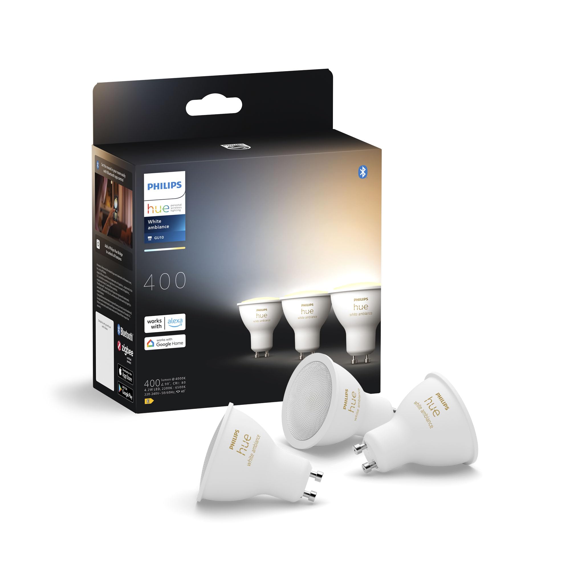 Philips Hue White Ambiance GU10 3-Pack (929003666703)