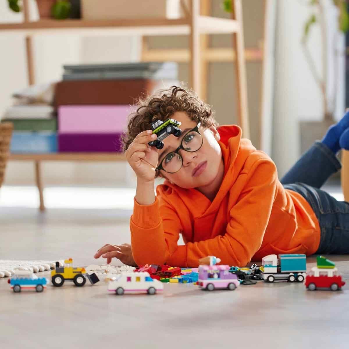 LEGO Classic Creative Vehicles, building block set for colorful model cars including trucks, police cars and construction vehicles, buildable toy cars for children, gift for boys and girls aged 5 and over 11036