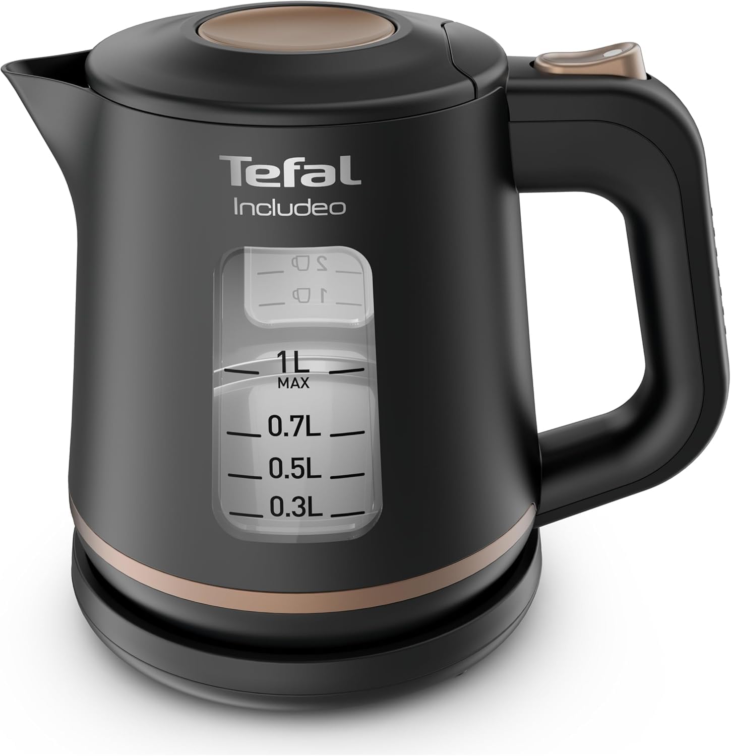 Tefal KI5338 Includeo kettle, capacity 1 L, anti-slip handle, easy-to-read water level indicator, 360° rotating base, removable filter, 2400 W, 23.3 x 16.6 x 20 cm
