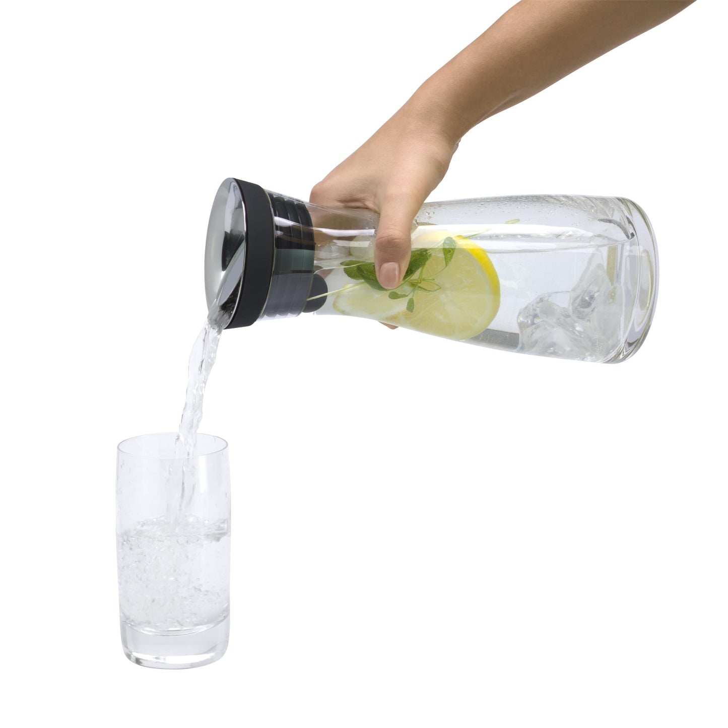 WMF Basic water carafe made of glass 0.75 liters, glass carafe with lid, silicone lid, CloseUp closure, water carafe with lid - 617716040