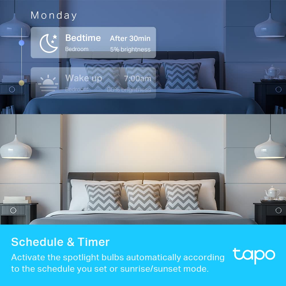 Tapo L630 (4-pack) smart WiFi light bulb GU10, energy saving, 3.7 W equivalent to 50 W, dimmable lamp, compatible with Alexa, Google Assistant, multi-colored