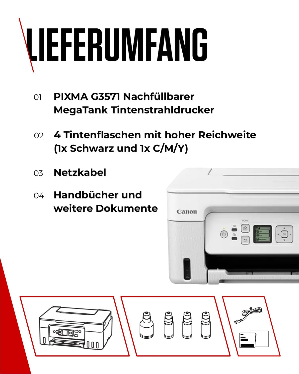 Canon PIXMA G3571 imprimantă cu jet de cerneală cu rezervor de cerneală, AirPrint wireless