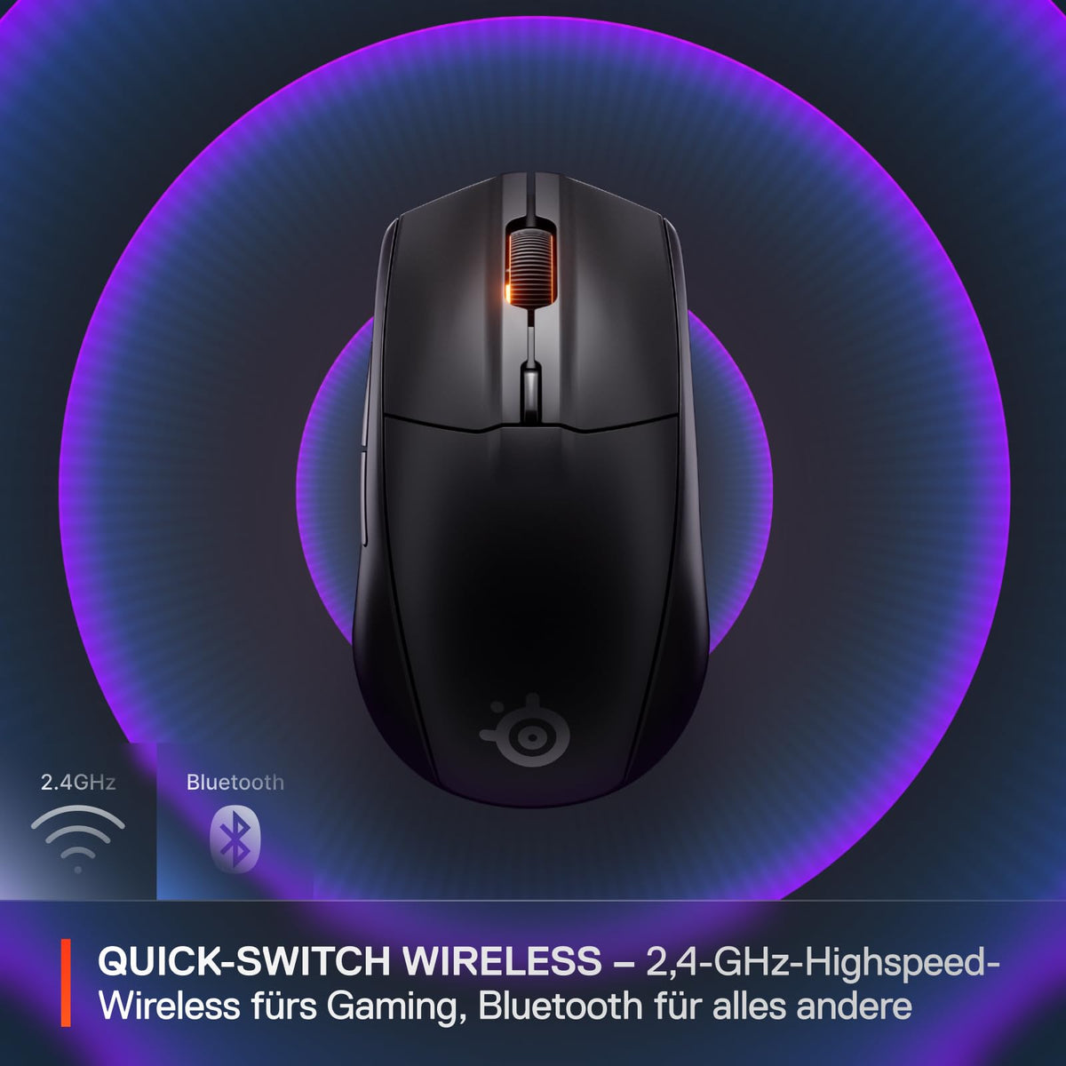 SteelSeries Rival 3 Wireless Gen 2 Gaming Mouse – 2.4 GHz and Bluetooth – 18,000 DPI TrueMove Air optical sensor – 60 million clicks guaranteed – Ultra-lightweight – PTFE glide feet - Black - 62523