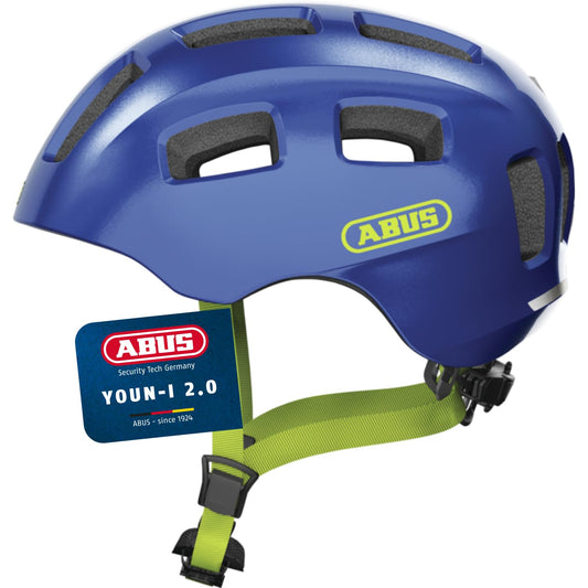 ABUS Youn-I 2.0 bicycle helmet - with light for children, teenagers and young adults - for girls and boys - blue (sparkling), size M (52-57 cm) - 40159