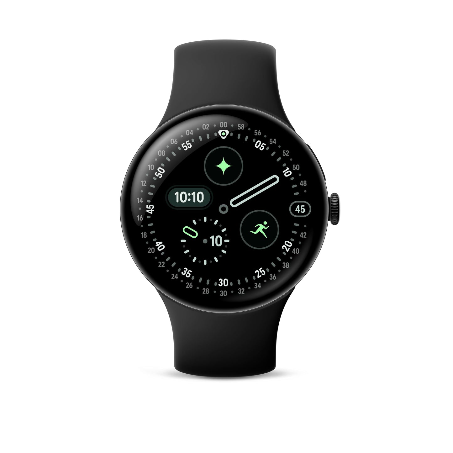 Google Pixel Watch 4 (45mm) - Android smartwatch with comprehensive health and fitness tracking and Gemini support - Matte Black aluminum body - Obsidian sports band - LTE