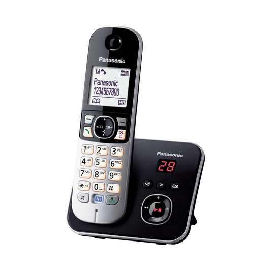 Panasonic KX-TG6821GB DECT cordless telephone with answering machine (low radiation, eco mode, gap telephone, landline, call barring) black