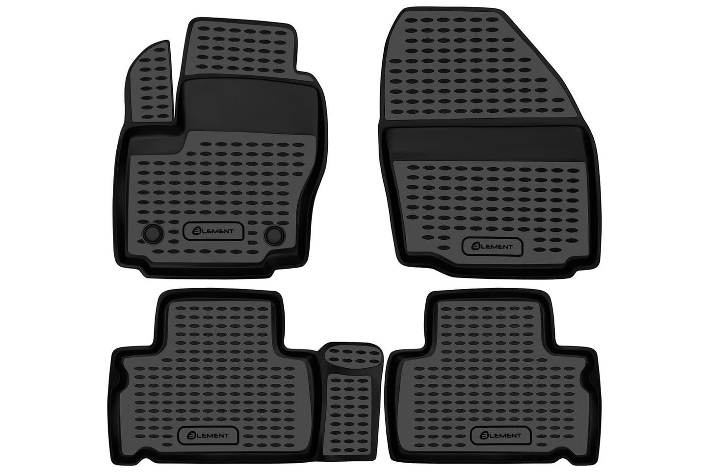 Element 3D rubber floor mats suitable for Ford S-MAX | 2006-2024 | 25cm between mat plugs | 100% custom-fit all-weather floor mats made of TPE, high edge, waterproof, non-slip, odorless - FORD