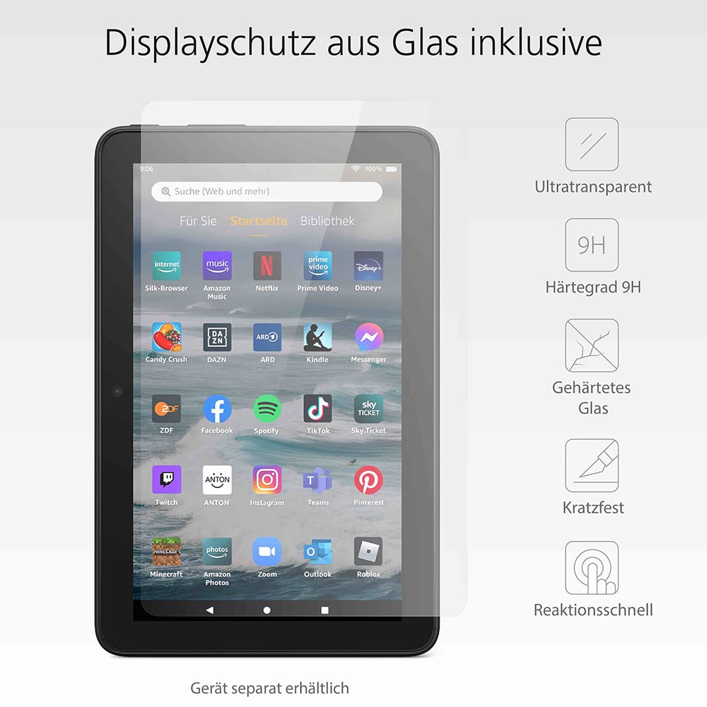 Brand new transparent protective case and glass screen protector, "Made for Amazon", for the Fire 7 tablet (2022) - MC87