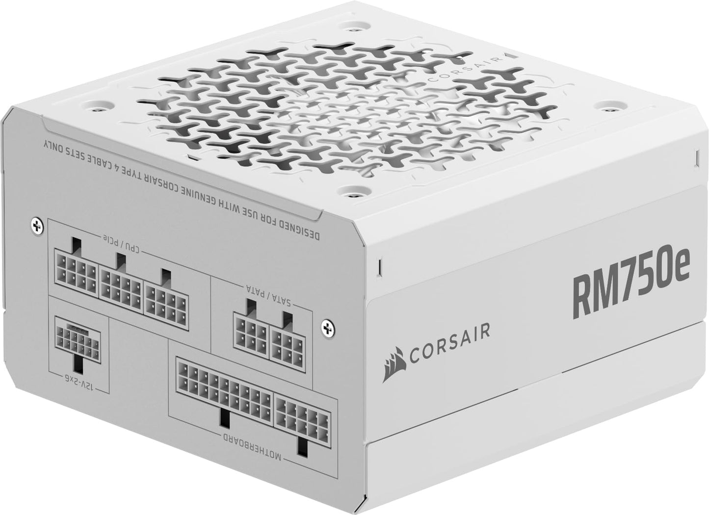 CORSAIR RM750e (2025) Quiet Fully Modular ATX Power Supply with 12V 2x6 Cable - Zero RPM Fan Mode, ATX 3.1 Compliant, PCIe 5.1 Support, Cybenetics Gold - White - CP-9020292-EU