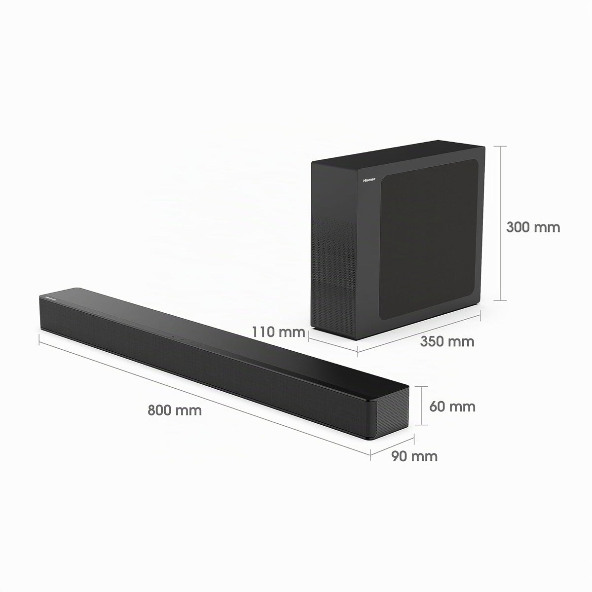 HS2100, 2.1 Channel Soundbar, 240W max Audio Power, Dolby Audio, DTS Virtual:X, Ultra-Slim Wireless Subwoofer, TV Mode, EzPlay - Hisense