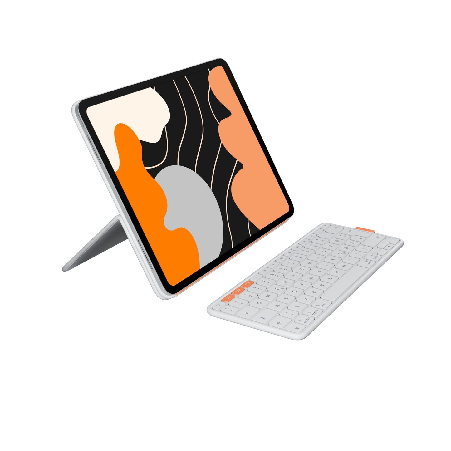 Logitech Flip Folio, keyboard case for iPad Pro 13 inch (M4 and M5) and iPad Air 13 inch (M2 and M3) (2024, 2025) - protective case with stowable Bluetooth keyboard, multi-device, DEU QWERTZ - light gray - 920-013834