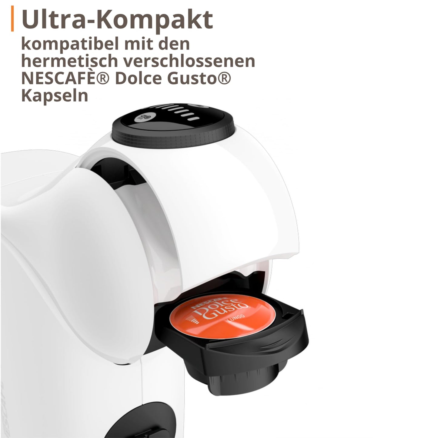 NESCAFÉ Dolce Gusto Genio S Basic from Krups, compact capsule coffee machine, 15 bar pressure, 0.8 liter capacity, eco mode, automatic descaling warning, white, ‎KP2431