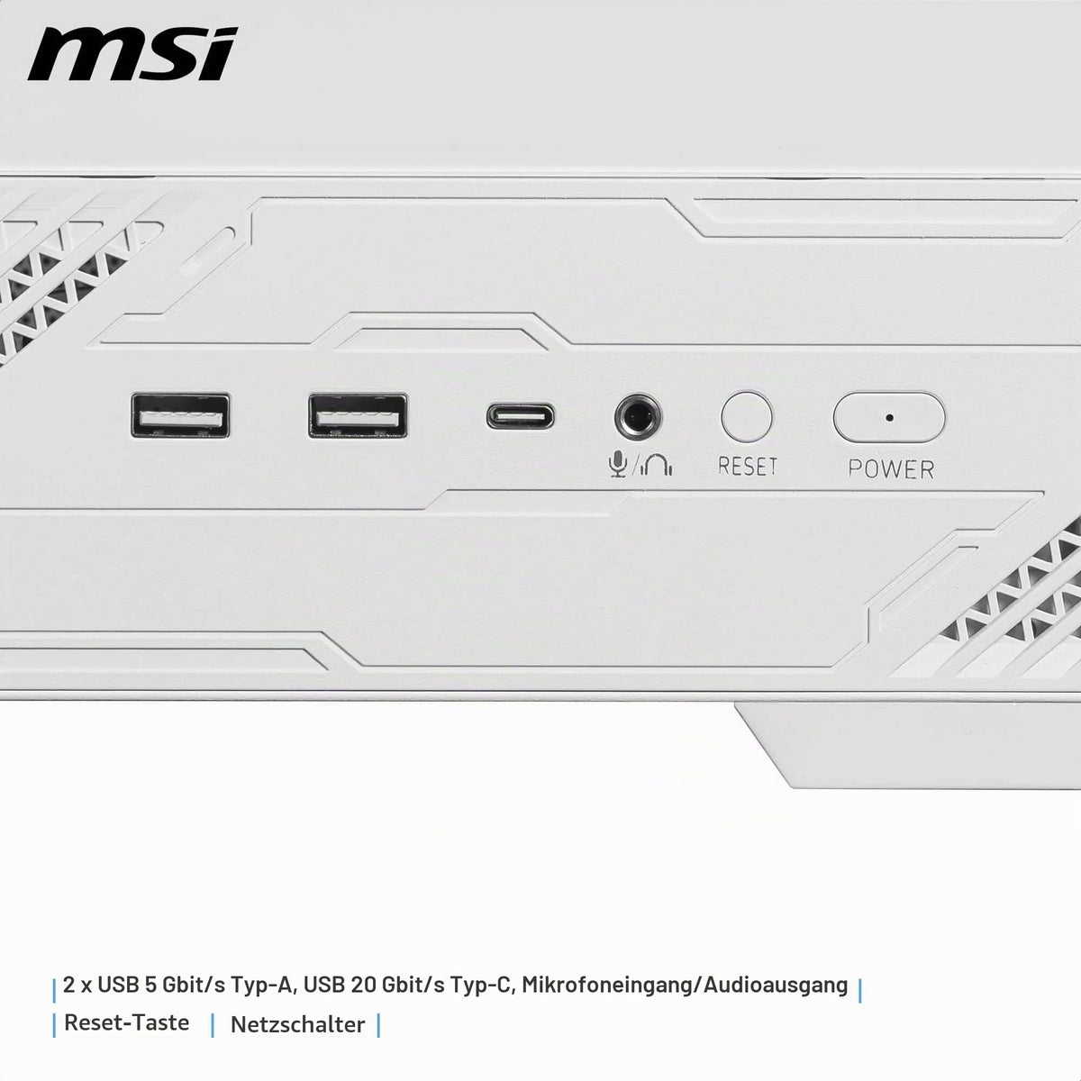 MSI MAG PANO 130R PZ White - Mid-Tower Gaming PC Case - 306-7G32W21-HH9