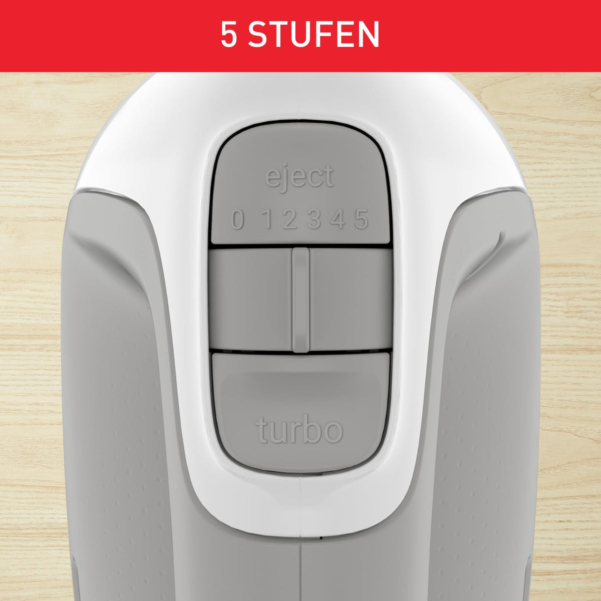 Mixeur à main Tefal Prep'Mix, 450 W, appareil de mixage avec 5 vitesses, 2 fouets et 2 crochets pétrisseurs en acier inoxydable, design ergonomique, accessoires lavables au lave-vaisselle, HT450B