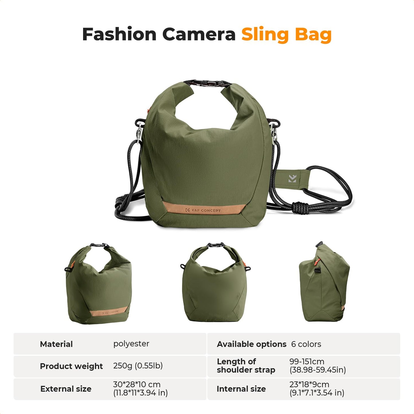 K&F CONCEPT Camera Bag, Fashionable Shoulder Bag, Portable Lightweight Camera Bag, Suitable for Small Liner Bag with Mirrorless Camera (Green) - KF13.168V3
