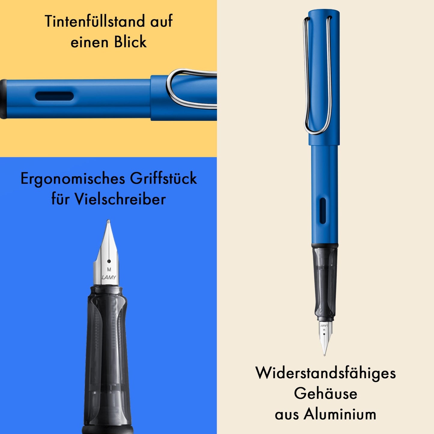 Lamy AL-star oceanblue fountain pen with polished steel nib in line width EF - 1220319