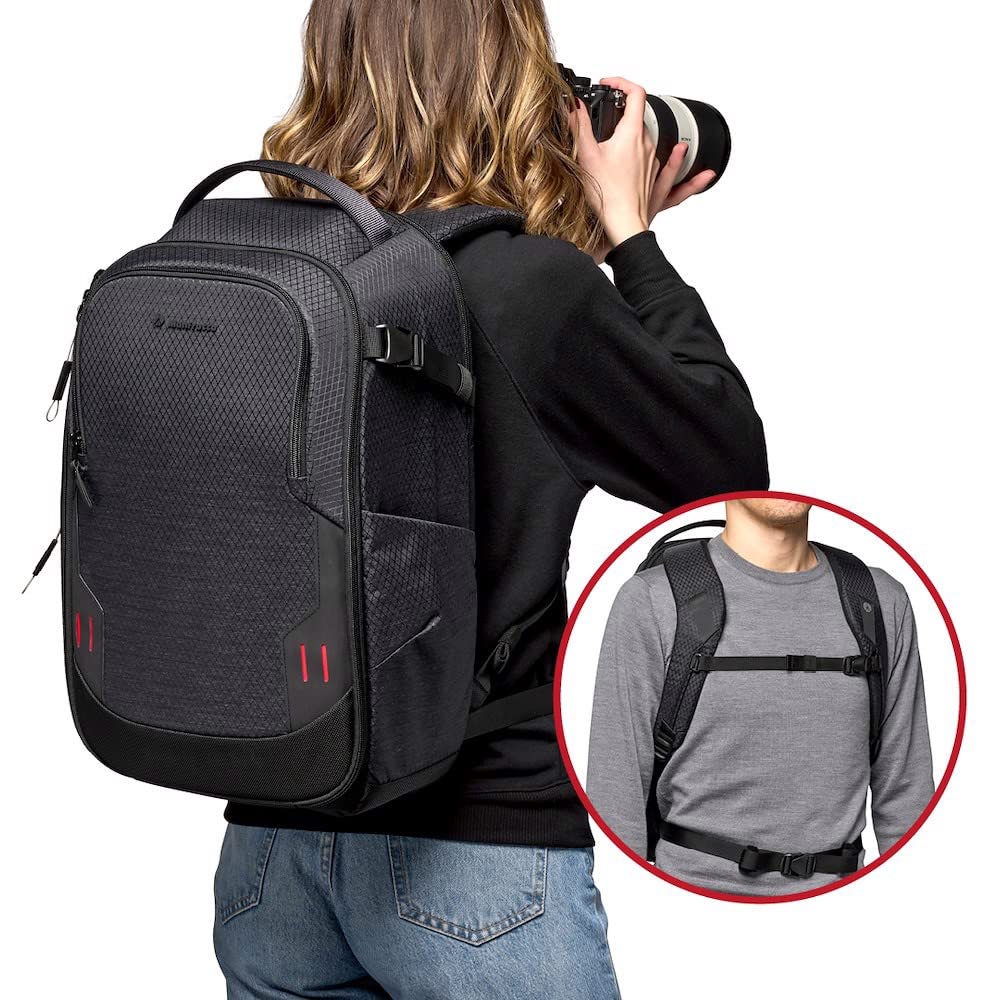 Manfrotto PRO Light Frontloader M, Professional Camera Backpack, Side and Front Access, Tripod Mount, Padded Backpack with Interchangeable Dividers, Black - MB