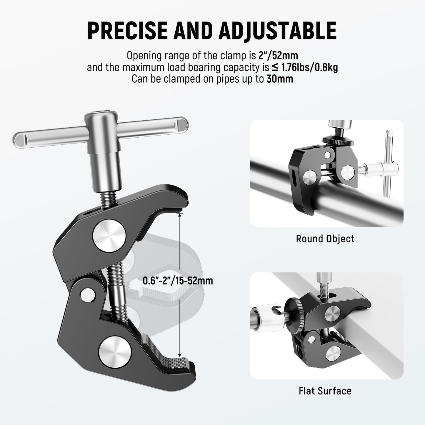 NEEWER 6"/15cm Magic Arm adjustable with Super Clamp, 1/4" and 3/8" thread, 1/4" screws for flash/LED light/microphone/monitor compatible with SmallRig camera cage, maximum load: 2kg, ST15C