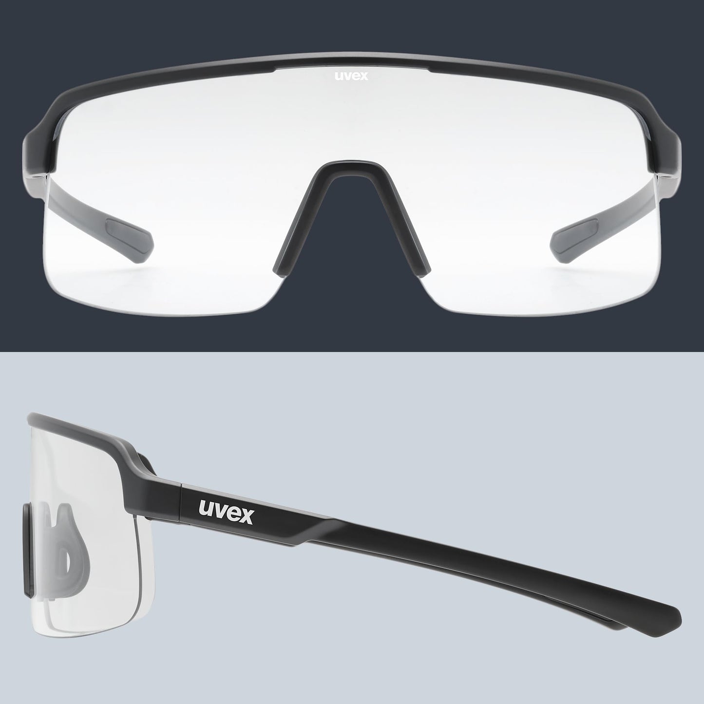 Uvex dyrt sports glasses, black matt/transparent, one size - S533095