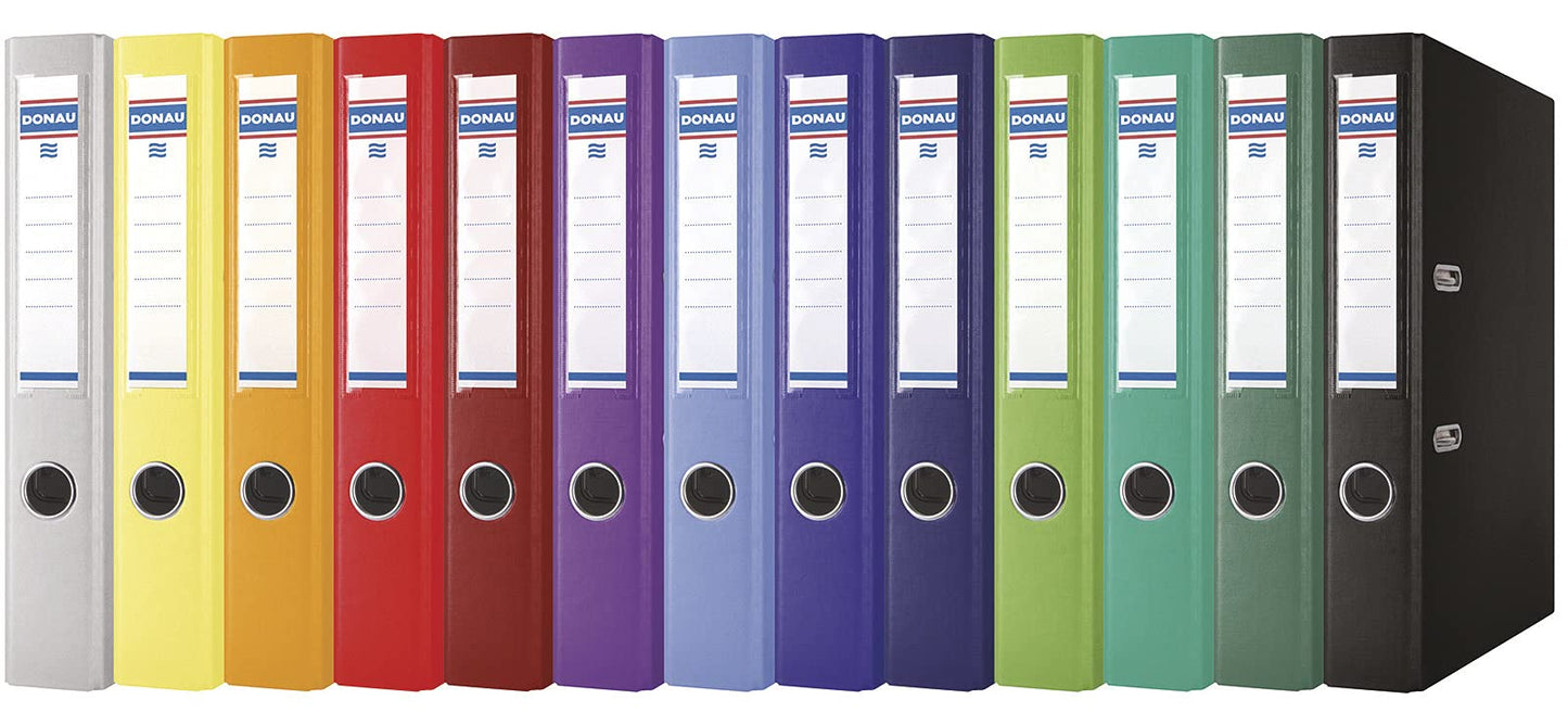 Donau Premium Slim Folder Pack of 10/DIN A4/5 cm/10 Pieces/Blue/Plastic Cover PP/Carton Paper Slot Folder Office Folder File Ring Binder/Green Dot - 3955001PL-10