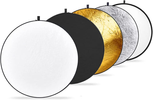 NEEWER 110cm Light Reflector Diffuser 5 in 1 Foldable Multi Disc with Bag - Translucent, Silver, Gold, White and Black, Photo Reflector for Outdoor Studio Photography Lighting, RF-110 - 10000076
