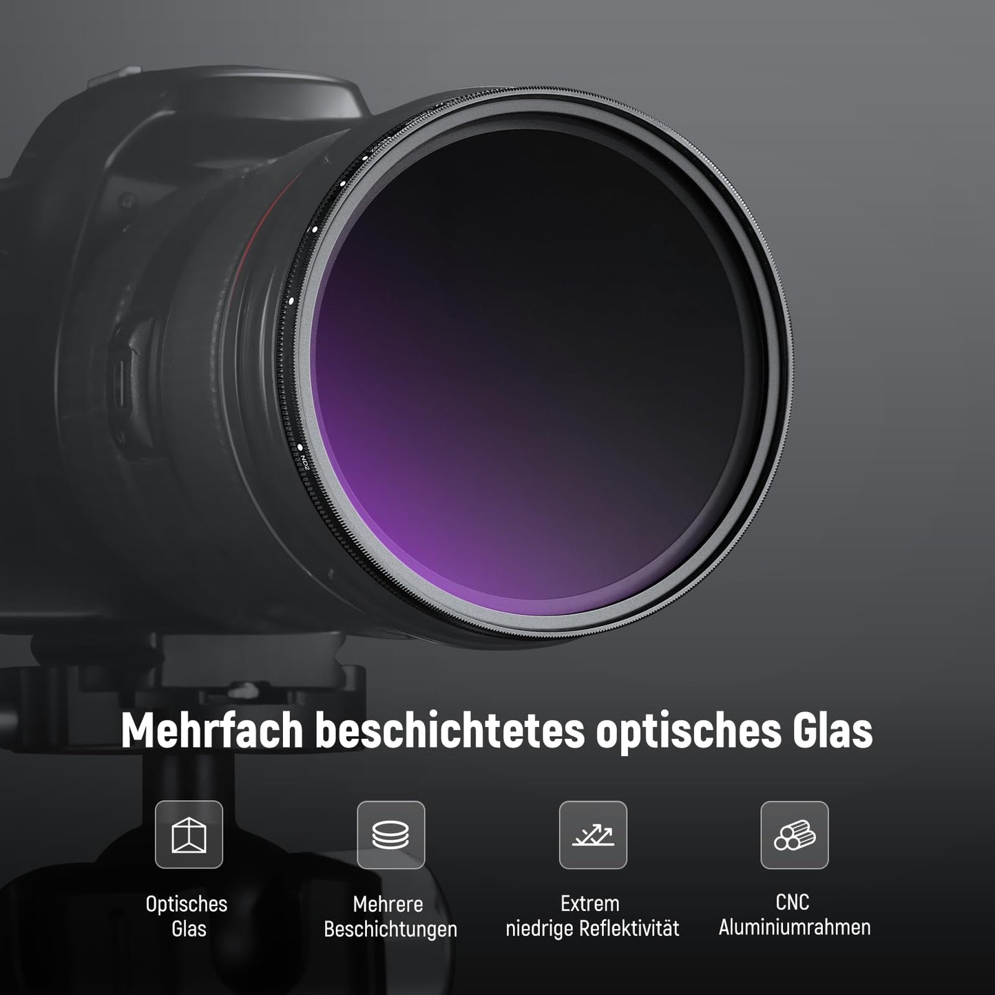 NEEWER 72mm ND2-32 (1-5 Stops) Variable ND Filter Gray Filter with Lens Cap Cleaning Cloth, Precise Adjustment of Neutral Density, Multi-Coated Optical Glass, Camera Photography Accessories - NW