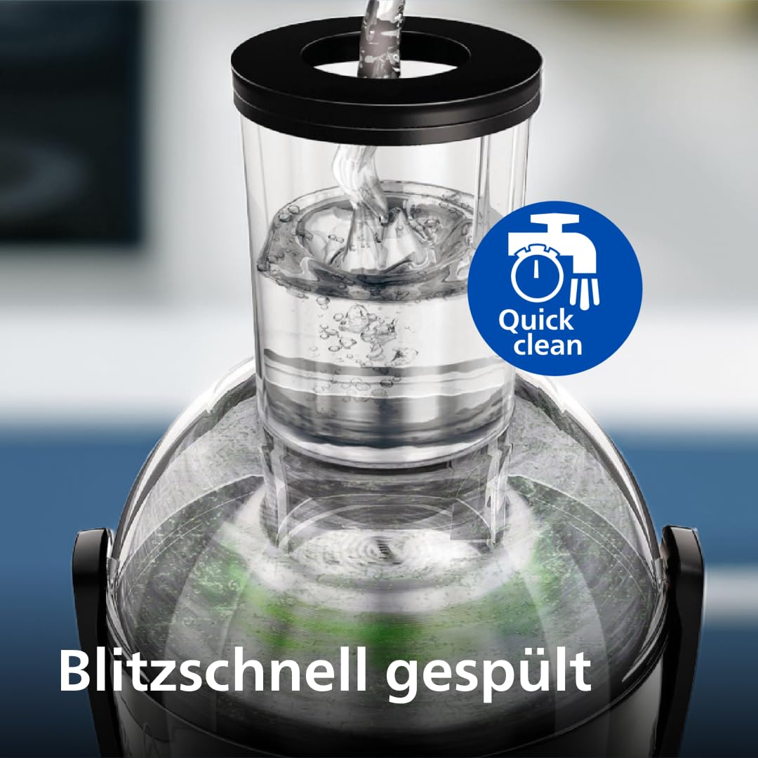 Philips 3000 Series Juicer - 800W Power, QuickClean Technology, XL 75mm Filling Shaft, 2L Juice Capacity, Easy to Assemble & Rinse, Fresh Juice without Pulp (HR1856/70)