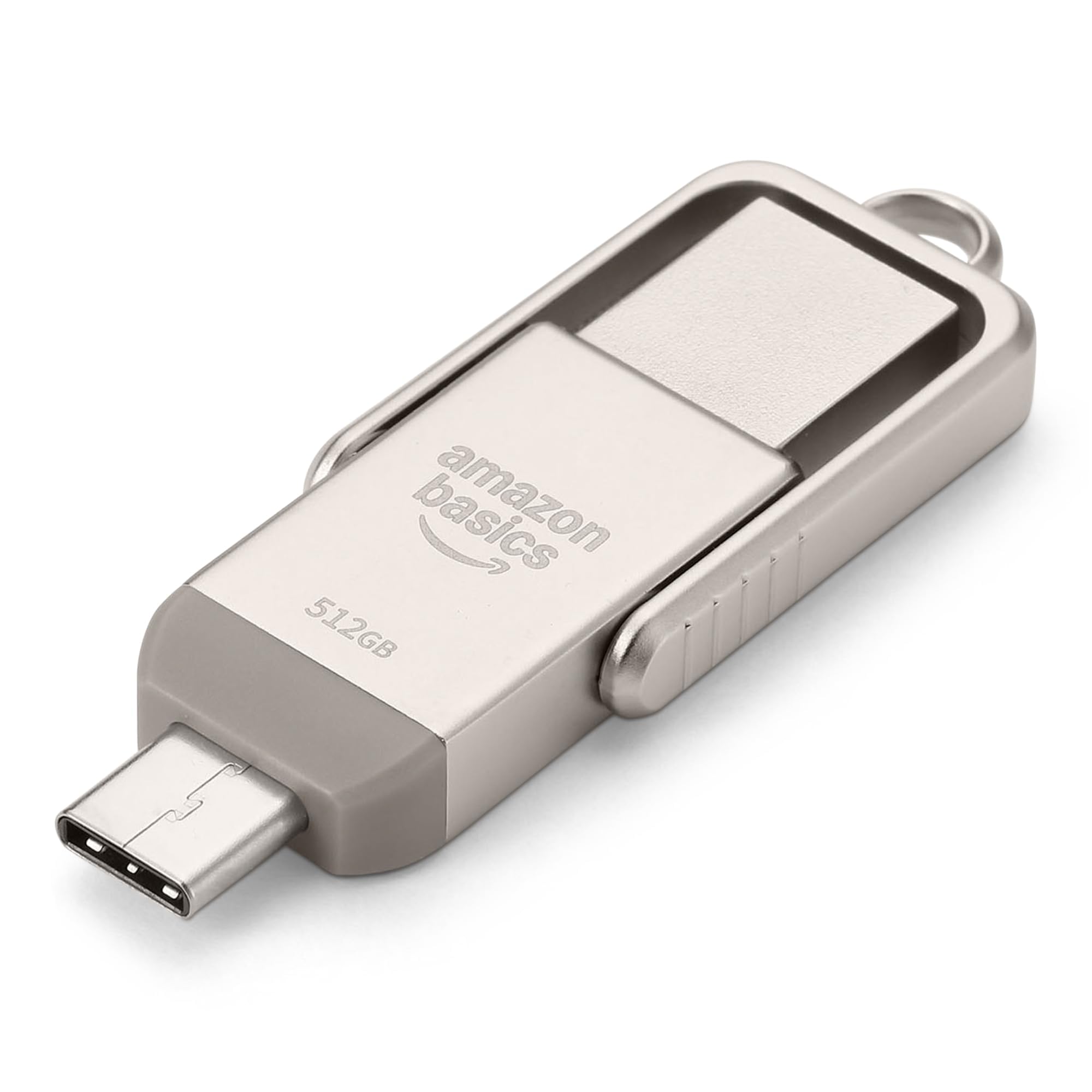 Amazon Basics USB memory stick, USB stick with two ports (USB-C and USB-A), 512GB, champagne silver - LS25USBC512G1
