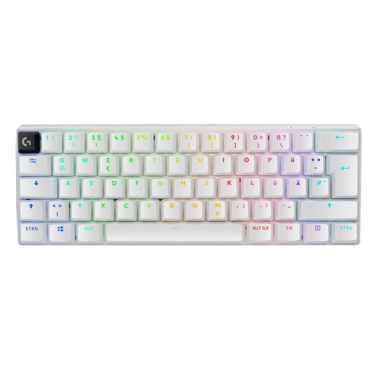 Logitech G PRO X 60 Lightspeed Wireless Gaming Keyboard, ultra-compact mechanical 60%-TKL keyboard, LIGHTSYNC RGB, Doubleshot PBT keycaps, optical tactile switches, Windows PC, QWERTZ DE - White - 920-011924