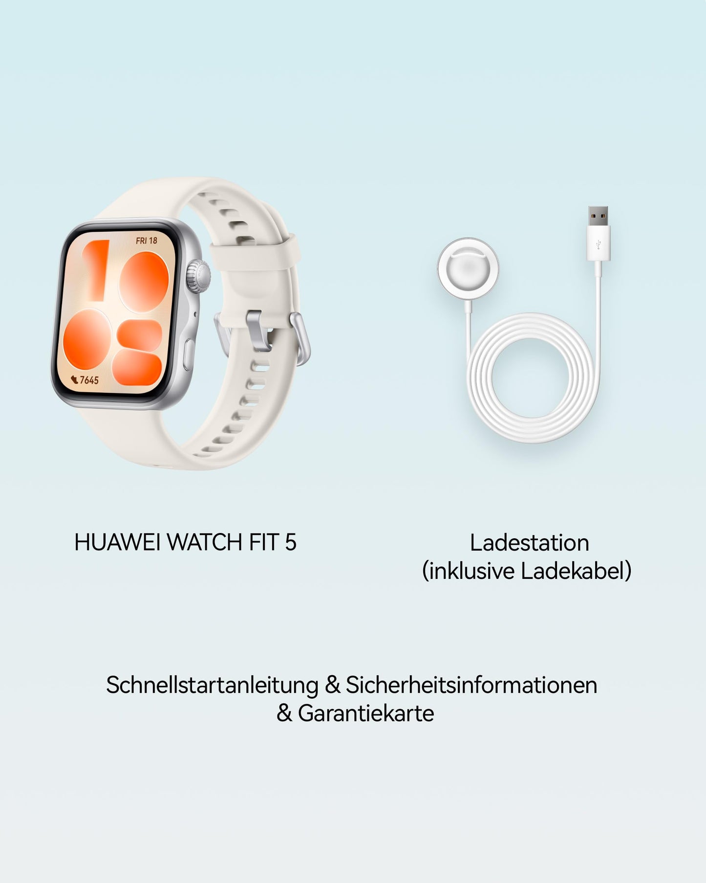 HUAWEI Watch FIT 5 Smartwatch, GPS, 1.82″ display, sports watch with sleep tracker, NFC payment, fall detection, health management, up to 10 days battery, 5 ATM, for iOS & Android, 100+ workouts, white - Niki-B19F
