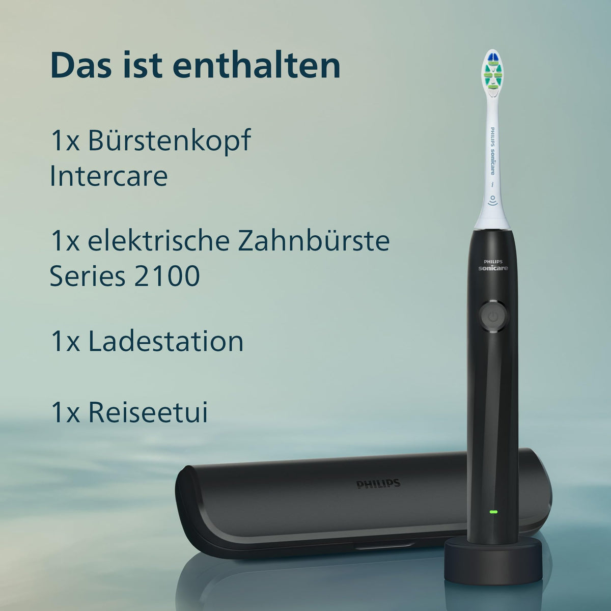 Philips Sonicare Series 2100 Electric Toothbrush – Sonic toothbrush with two intensity settings, EasyStart function, SmarTimer, 14 days of battery life, travel case, Black, HX4023/02, [New]