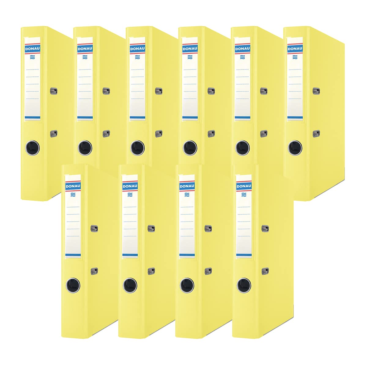 Donau Premium Slim Folder Pack of 10/DIN A4/5 cm/10 Pieces/Yellow/Plastic Cover PP/Carton Paper Slot Folder Office Folder File Ring Binder/Green Dot - 3955001PL-11