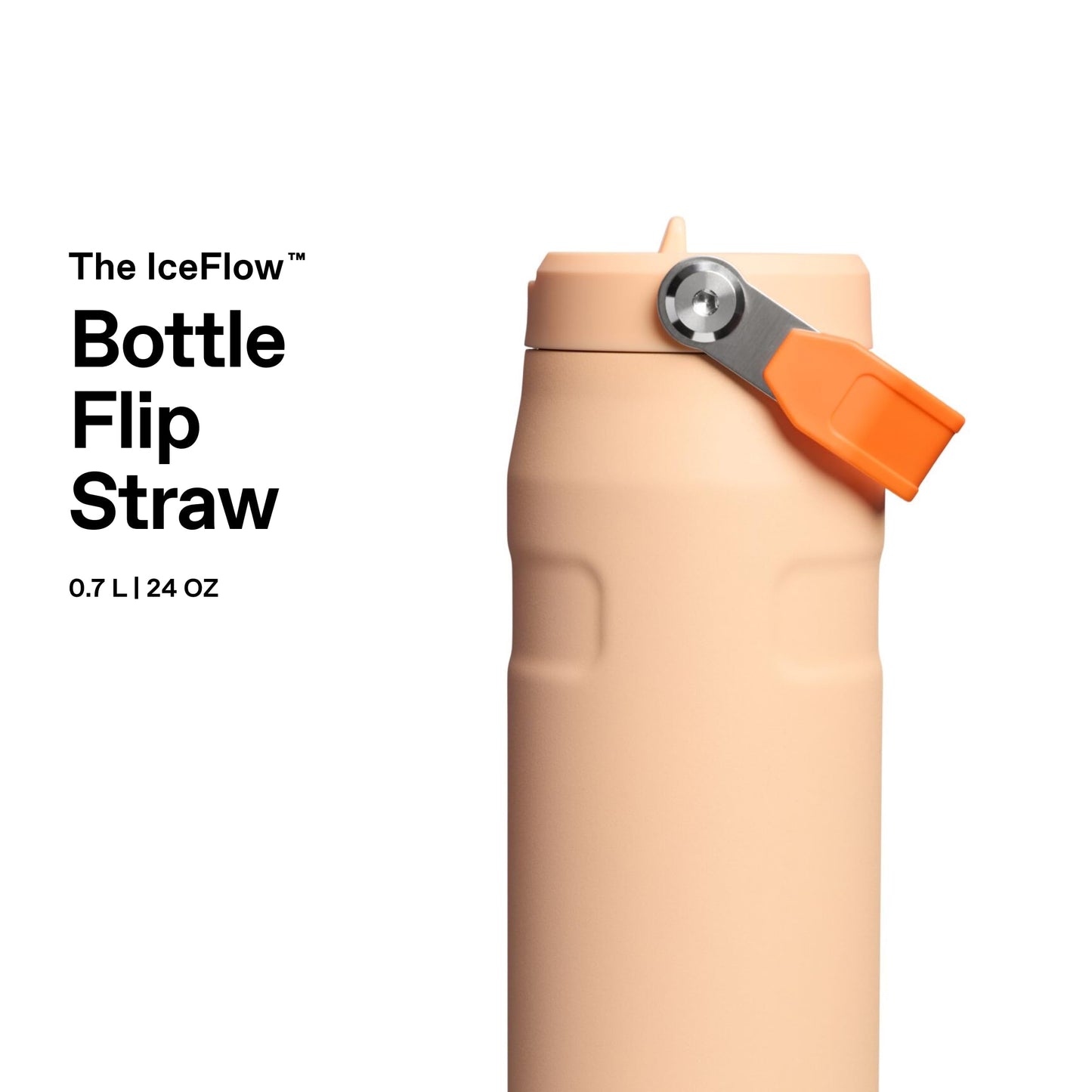 Stanley 1913 Flip Straw 2.0 Drinking Bottle with Straw 0.7L - Thermal Mug Cools for 10 Hours - 3 Days Ice Cold - BPA Free - Leakproof - For Drink Holders - Dishwasher Safe - Orange Sherbert - 100000127824