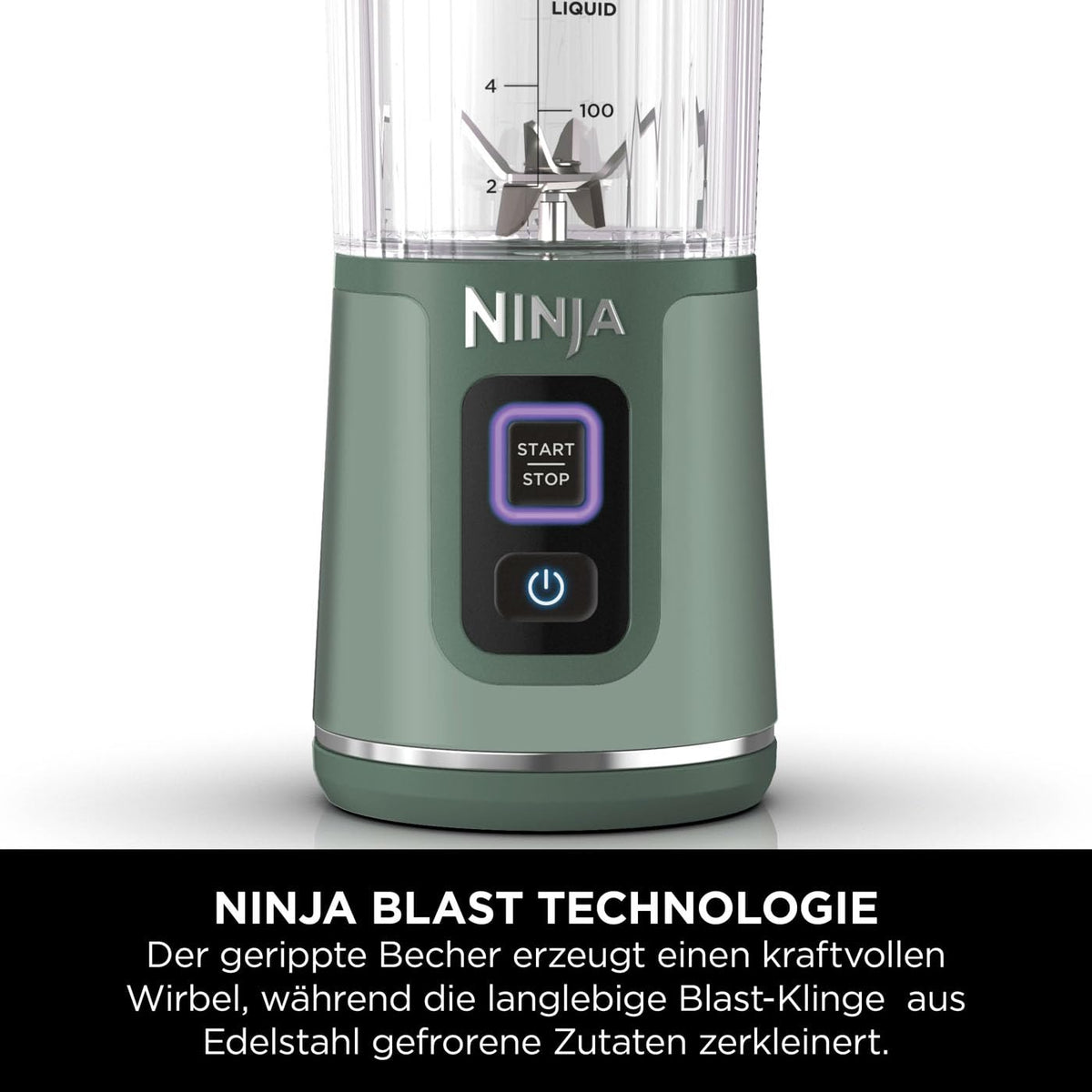 Ninja Blast Portable Mixer / Blender / Smoothie Maker, 530ml Cup, Leak-proof Lid, Powerful Mini Stand Mixer, Wireless & Rechargeable, Crushes Ice & Fruit, Green, BC151EUEM
