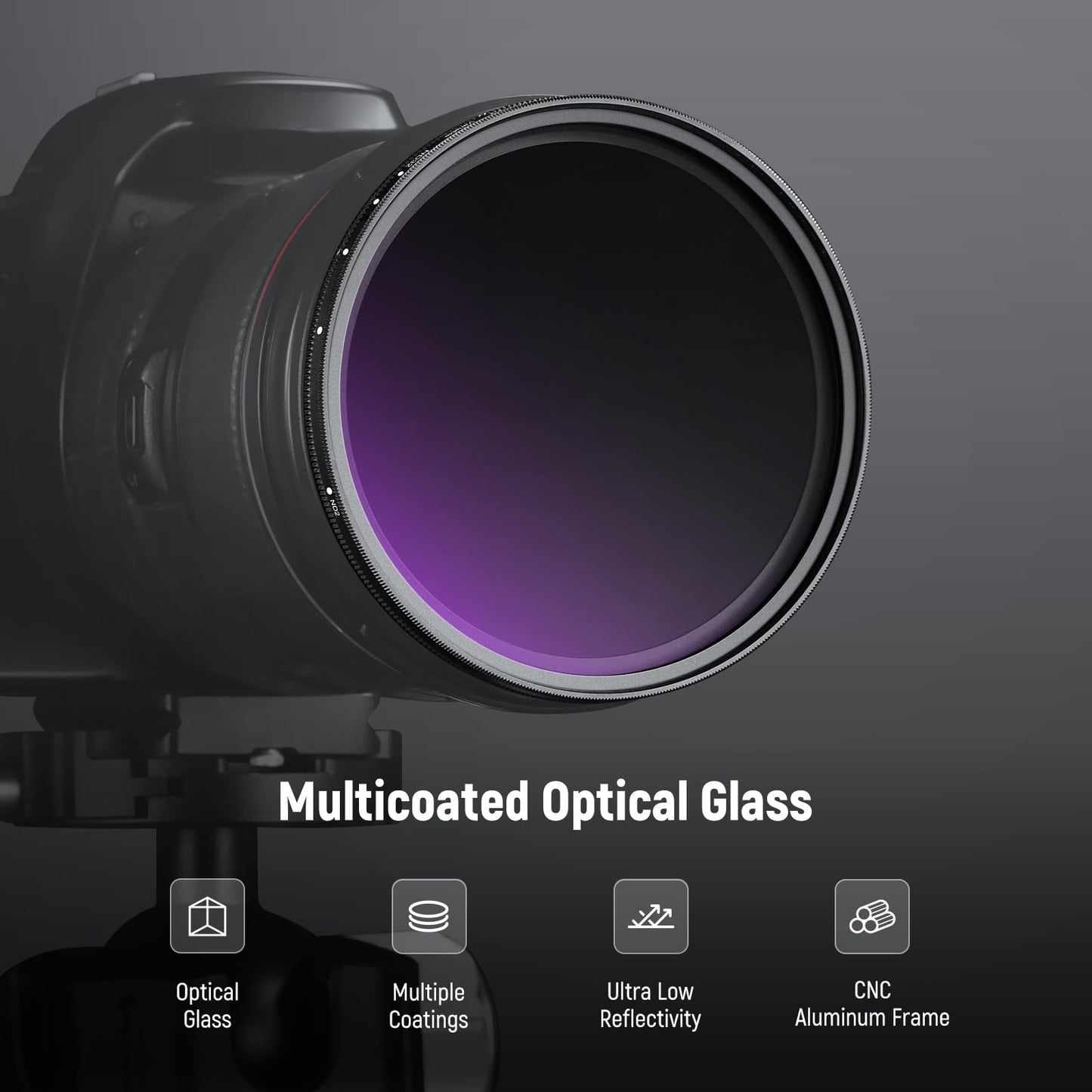 NEEWER 77mm ND2-32 (1-5 Stops) Variable ND Filter Gray Filter with Lens Cap Cleaning Cloth, Precise Adjustment of Neutral Density, Multi-Coated Optical Glass, Camera Photography Accessories - NW