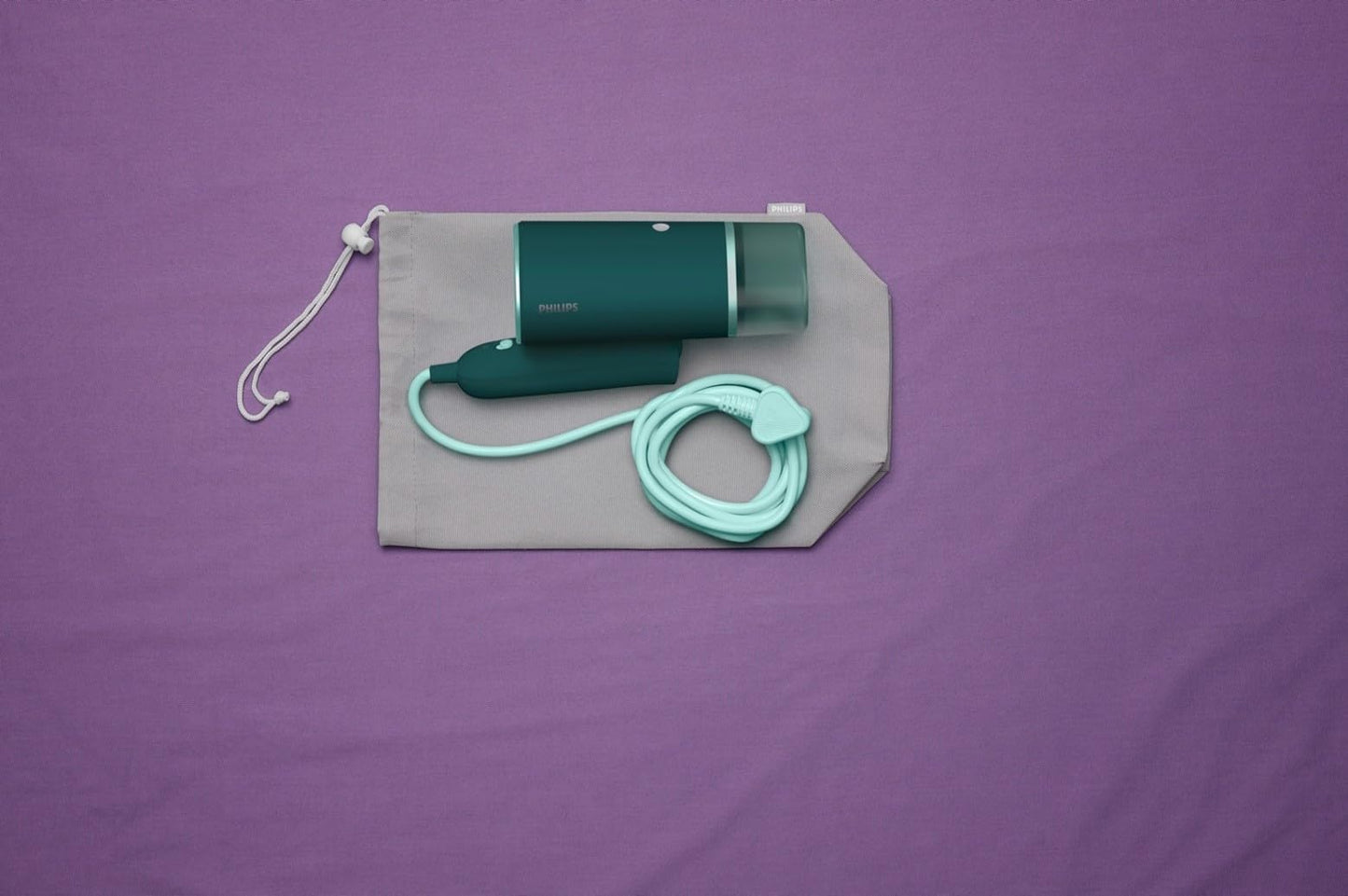Philips 3000 Series Portable Steamer - 1000W, 20g/min Steam Pressure, Removable 120ml Water Tank, Metal Steam Plate, Includes Storage Bag, 660g Lightweight, Dark Green (STH3020/70)