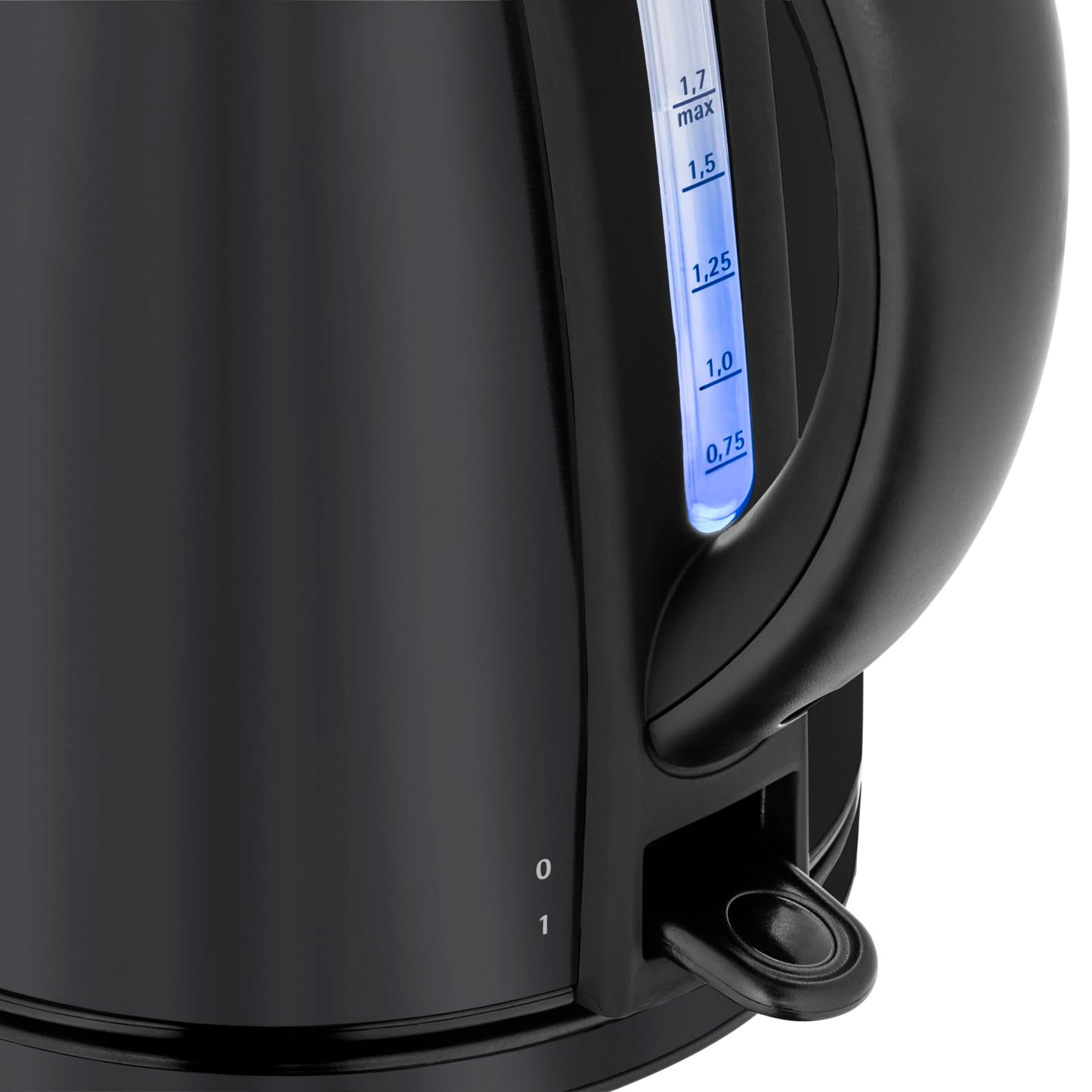 WMF Stelio kettle stainless steel 1.7L, electric kettle with limescale filter, 2400 W, illuminated water level indicator, matt black stainless steel - 413020072
