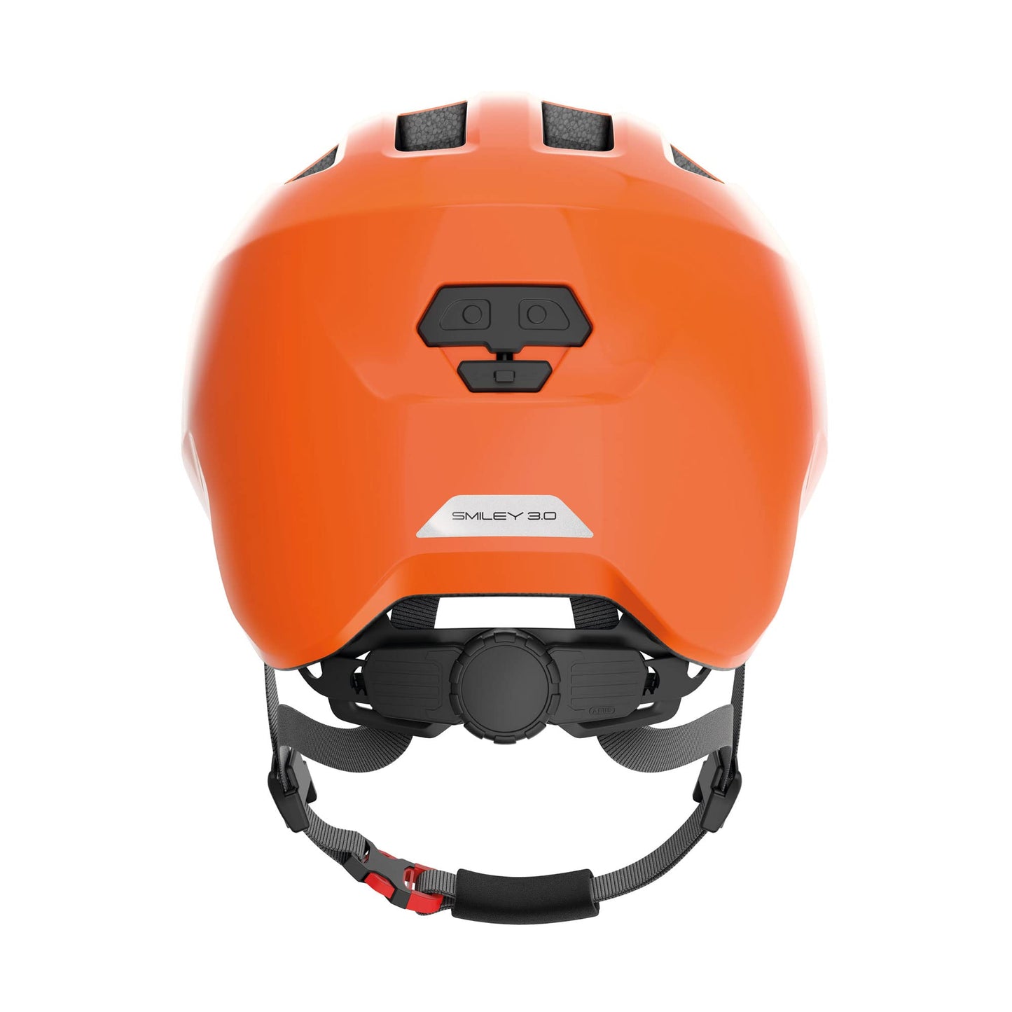 ABUS children's helmet Smiley 3.0 - bicycle helmet with a deep fit, child-friendly designs & space for a braid - for girls and boys - shiny orange, size M - 67276
