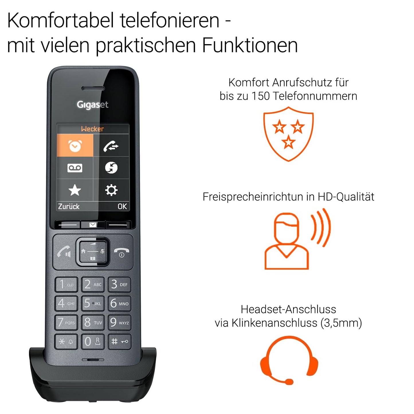 Gigaset Comfort 520HX Duo - 2 DECT handsets with charging cradle - Fritzbox compatible, cordless telephone for router & DECT base, titanium black [Compatible in DE, IT, FR, NL, BE, CHE, AUT] [Without base]