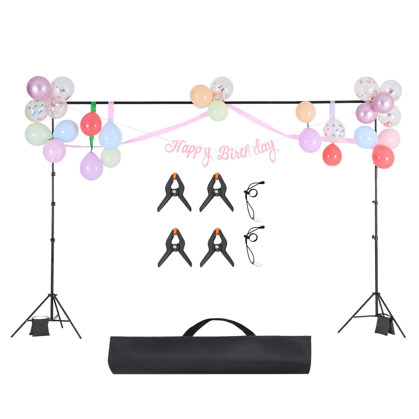 VEVOR Background Stand Adjustable Photo Background Stand (Background Cloth: 300 x 300 cm), Portable Background Stand with 2 Tripods, Screen Stand for Product Photography Studio Photography - BJJ-1010