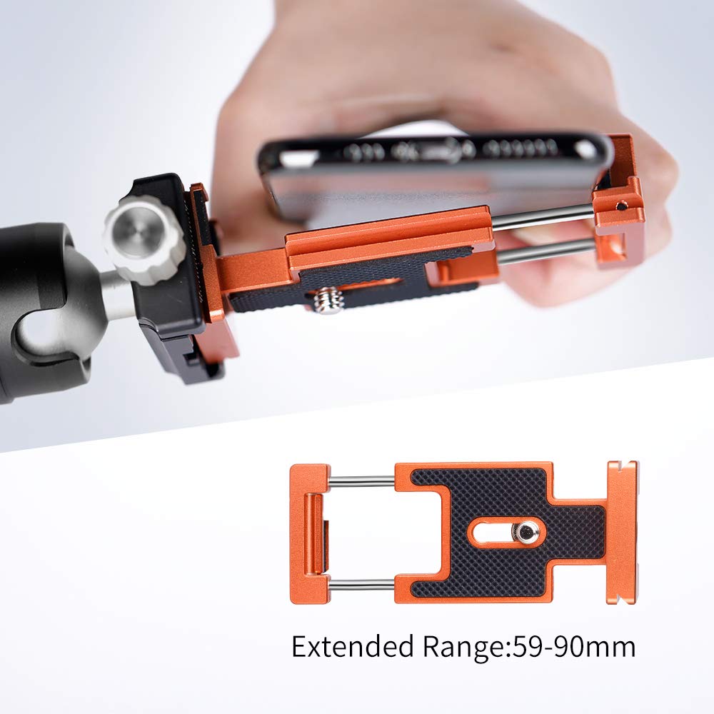 K&F Concept CA02 Aluminum Multi Quick Release Plate, 2 in 1 Professional Camera Quick Release Plate, for Tripod, Camera, Cell Phone, Orange