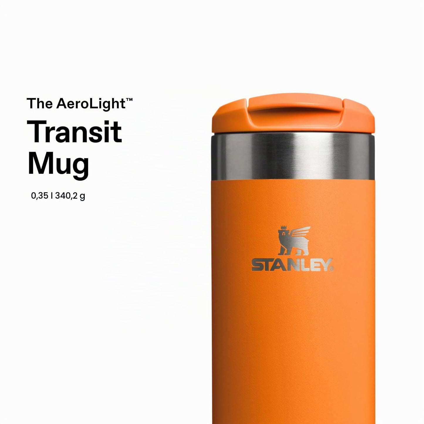 Stanley 1913 Aerolight Transit Thermo Mug 0.35L - Keeps Hot for 4 Hours - Dishwasher Safe - Coffee Mug To Go Leak-Proof - Compatible with Common Car Drink Holders - Goldenrod Coral - 100000111740