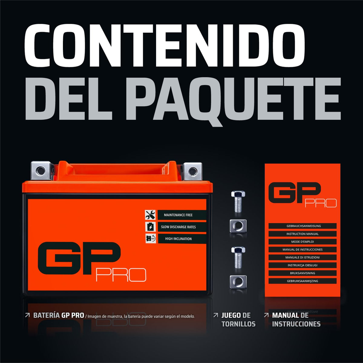 GP-PRO gel scooter battery GTX14-BS 12V 14Ah compatible with Piaggio Medley - GP-008