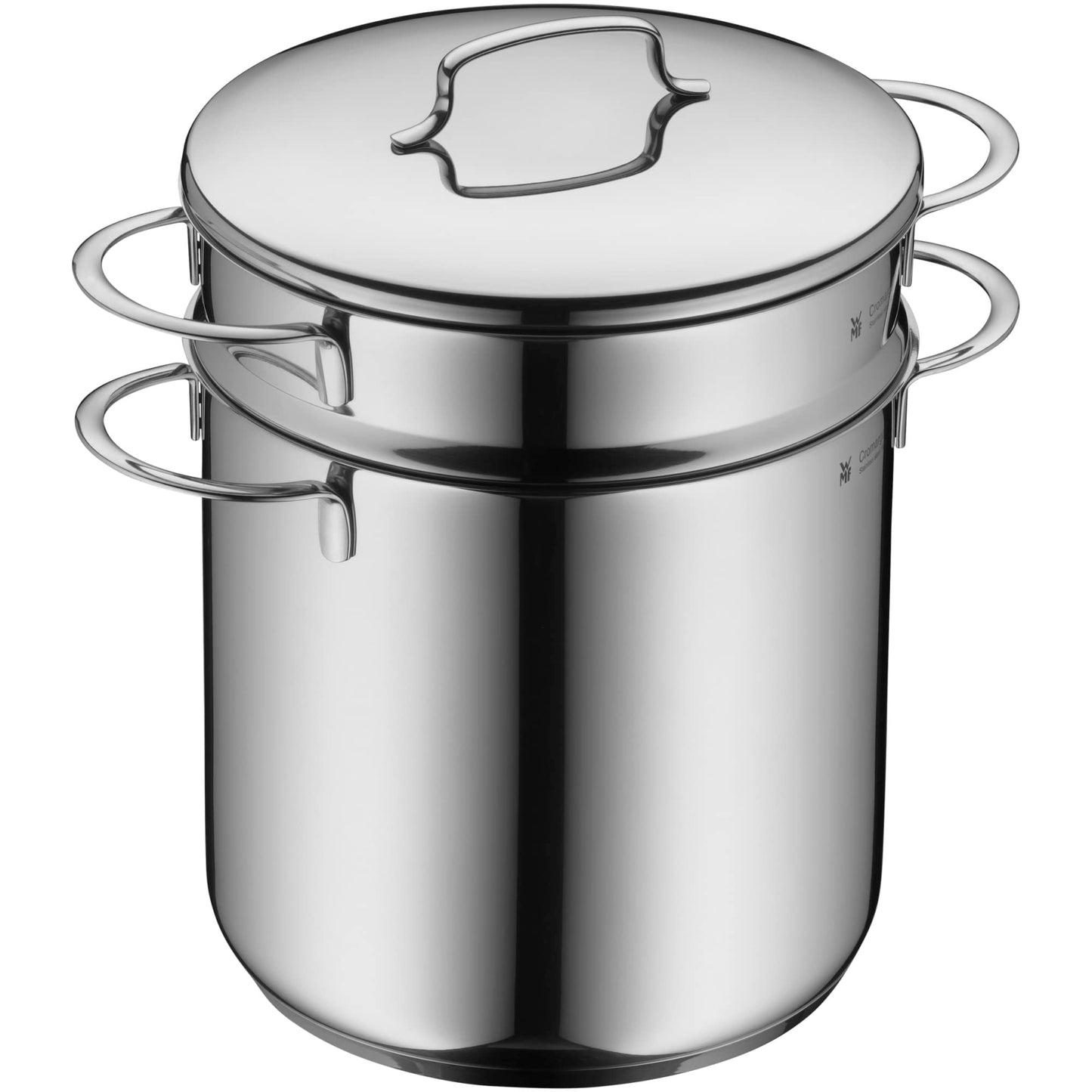 WMF mini pasta pot with metal lid and insert small 18 cm, 3l, pasta pot Cromargan polished stainless steel, induction, stackable, ideal for small portions or single households - 0718826040
