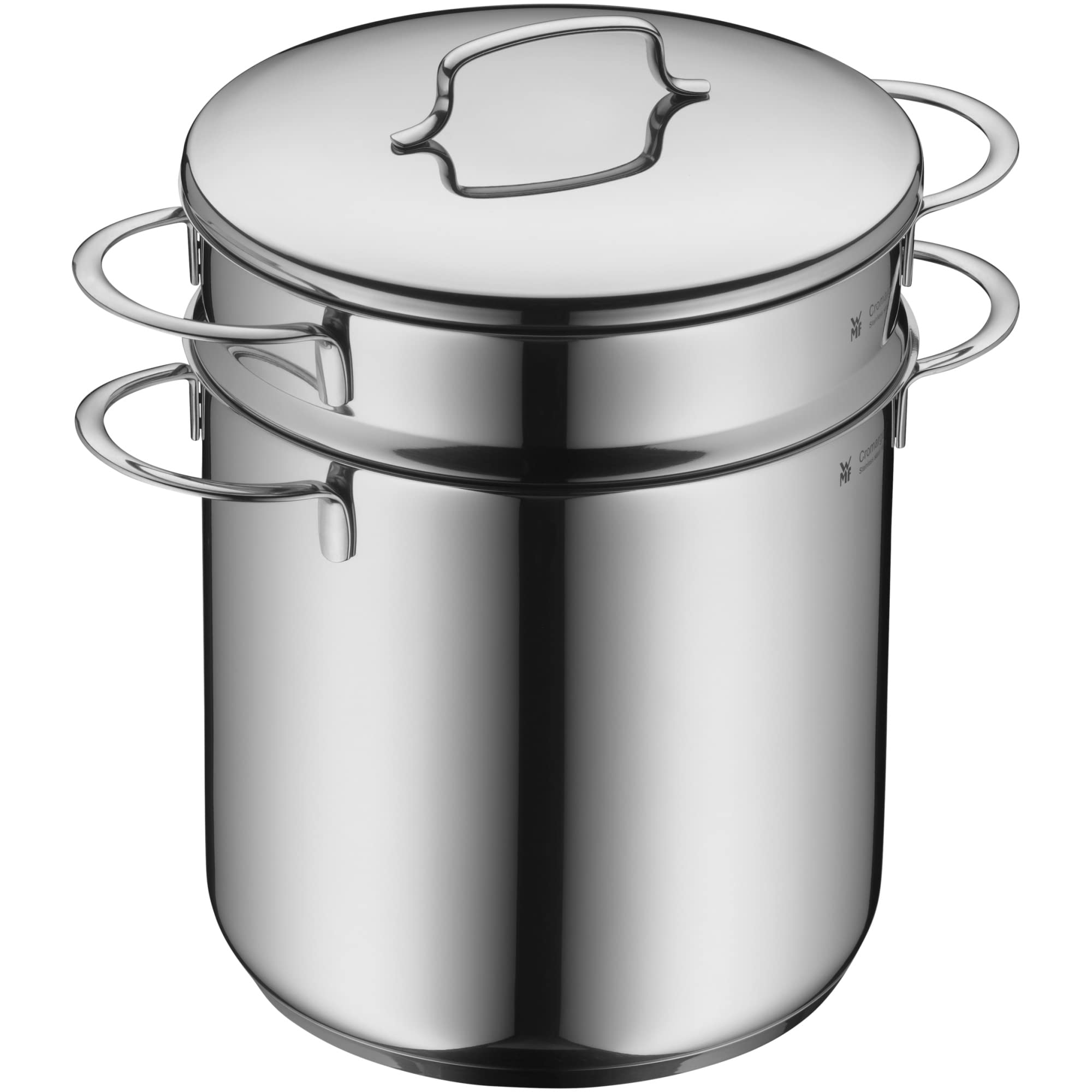 WMF mini pasta pot with metal lid and insert small 18 cm, 3l, pasta pot Cromargan polished stainless steel, induction, stackable, ideal for small portions or single households - 0718826040