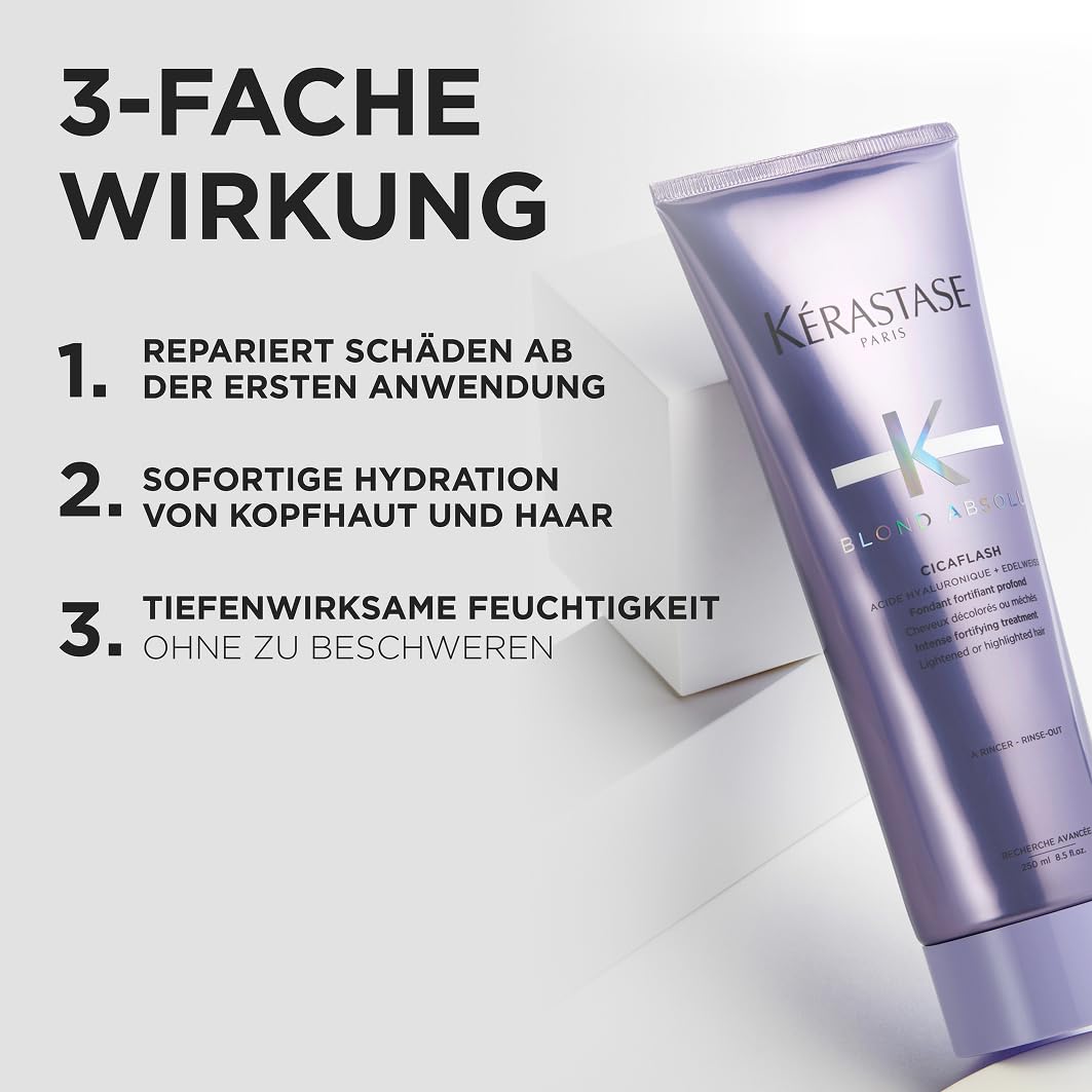 Kérastase Blond Absolu, conditioner for dry and bleached or highlighted hair, against hair breakage and split ends, with hyaluronic acid, Cicaflash conditioner, 250 ml - 3474636692361
